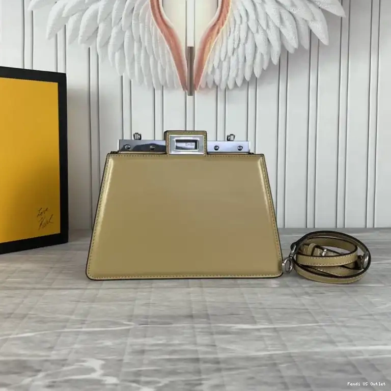 Vintage HOT Peekaboo Cut Calf Khaki Mini Leather Bag In Fendi 0418
